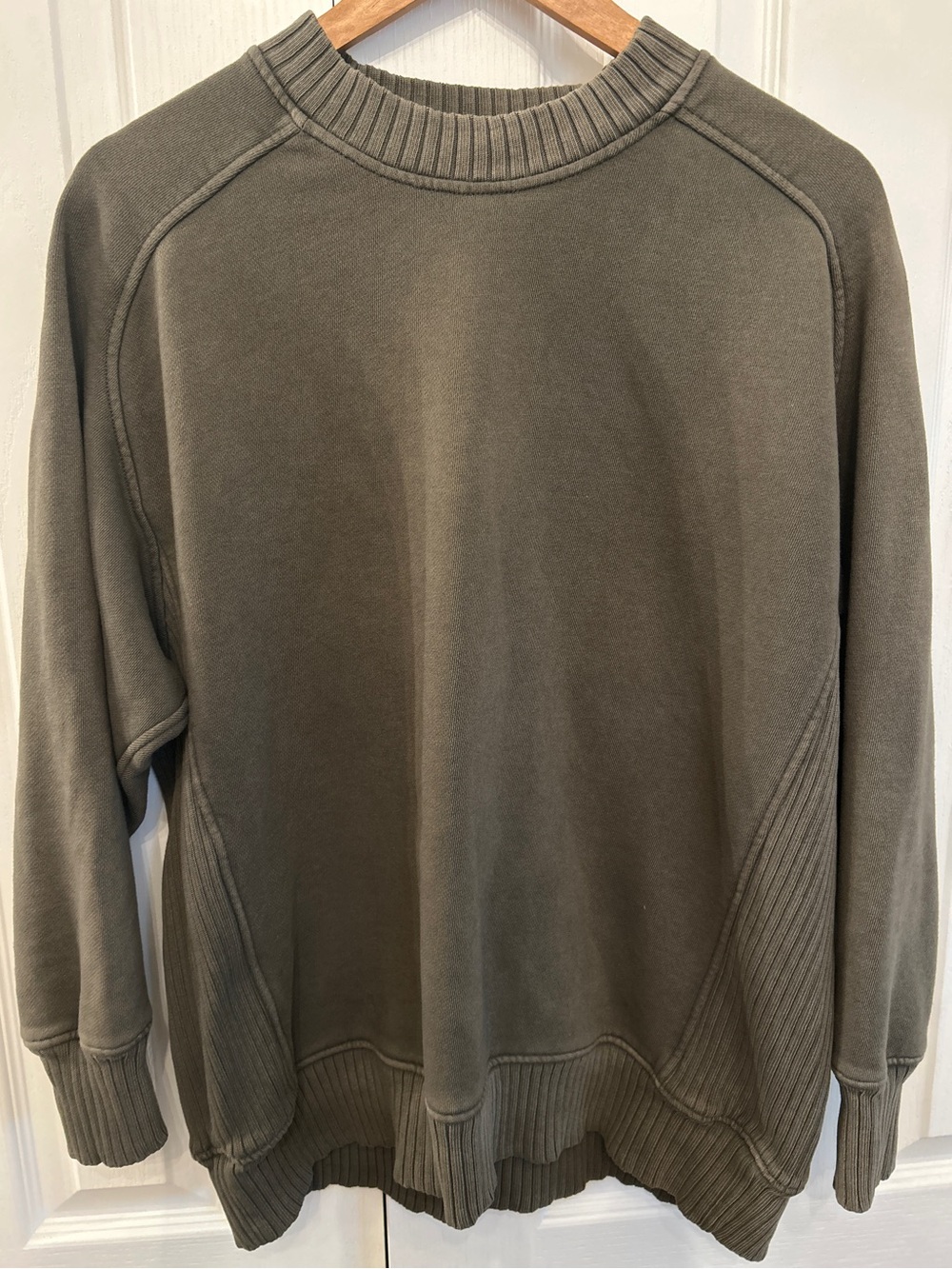 Aerie Down-To-Earth Crew Sweatshirt Nomad Olive XS